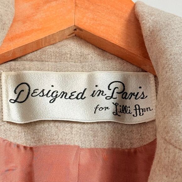 Vintage 1970s Lilli Ann San Francisco Wool Pants Suit Fur Collar Statement Retro - Picture 6 of 9